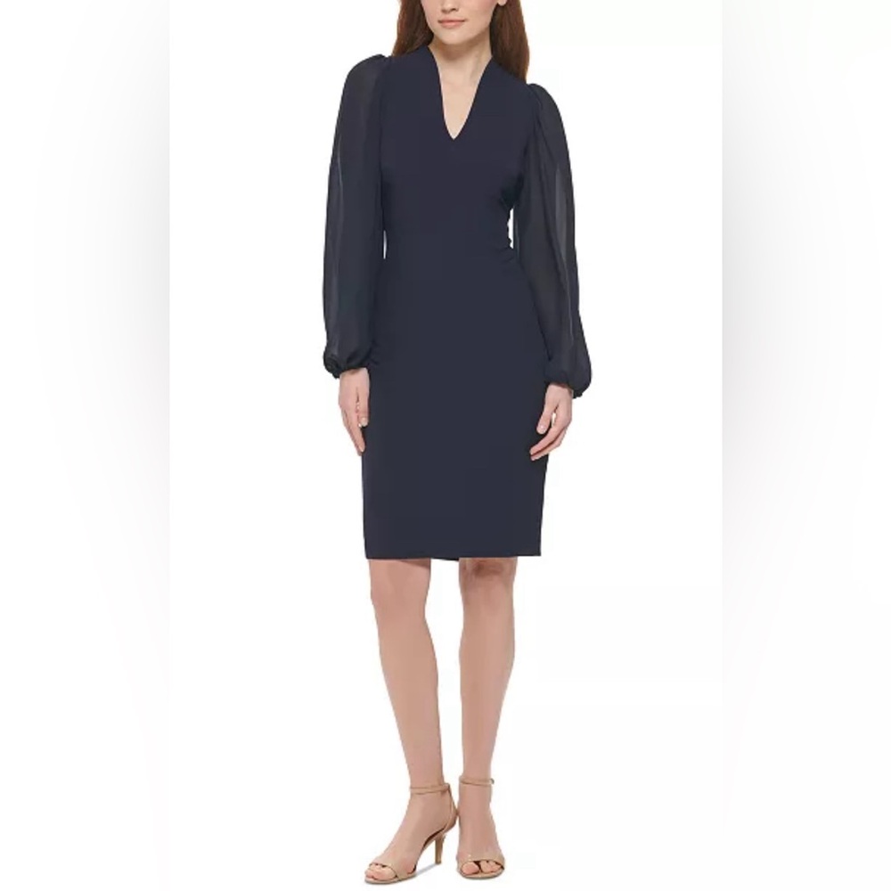 Vince Camuto Women’s Balloon-Sleeve Mixed-Media Dress Size 10 NWT